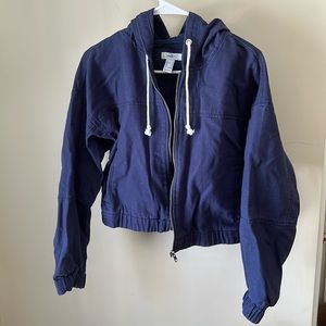 Blue crop zip jacket